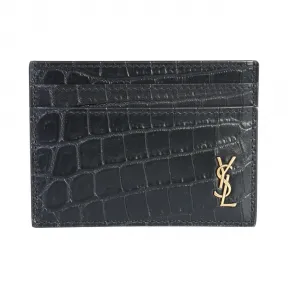 伊夫圣罗兰/Yves Saint laurent Tiny Monogram鳄鱼纹压印雾面皮革卡包 607603DZE0W1000