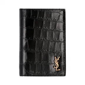 伊夫圣罗兰/Yves Saint laurent Tiny Monogram鳄鱼纹压印雾面皮革信用卡包 607679DZEDW1000