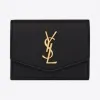 伊夫圣罗兰/Yves Saint laurent uptown粒面压印皮革商务卡包 6076851GF0J1000