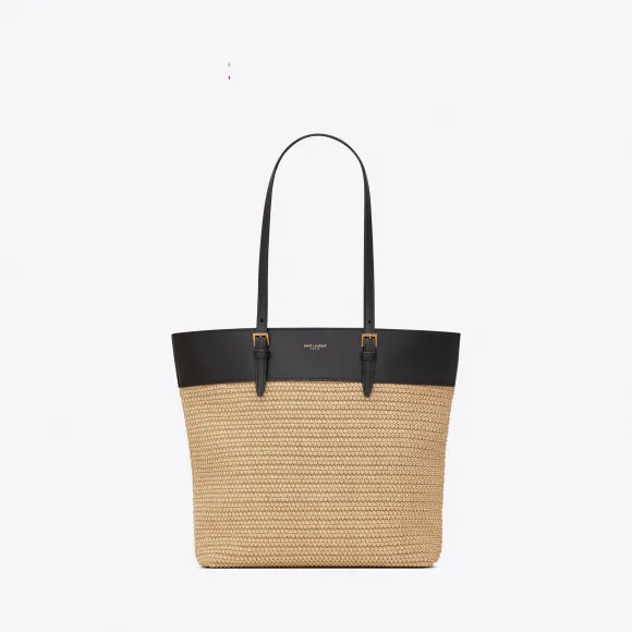 伊夫圣罗兰/Yves Saint laurent 女士 BOUCLE迷你e/w拉菲草和光滑皮革购物包 6090179OB8J2074