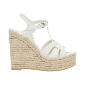 伊夫圣罗兰/Yves Saint laurent TRIBUTE光滑皮革麻绳底坡跟凉鞋 611924BZC009008