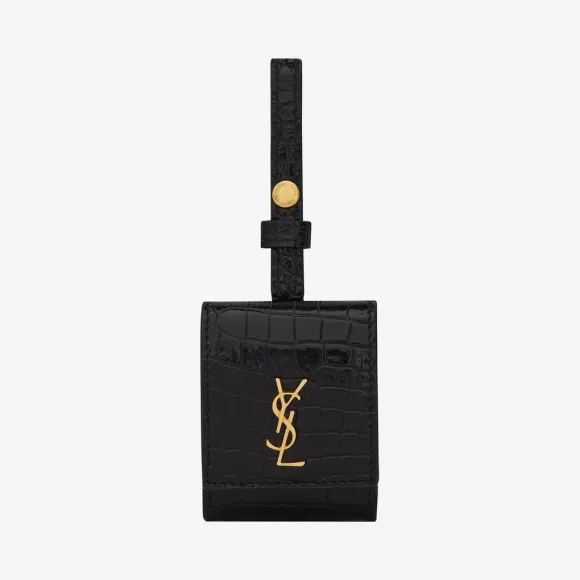 伊夫圣罗兰/Yves Saint laurent MONOGRAM鳄鱼纹压印亮面皮革airpods无线耳机包