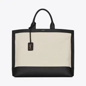 伊夫圣罗兰/Yves Saint laurent 女士 Shopping Tag 帆布和皮革托特包 619757H9P1W9083