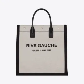 伊夫圣罗兰/Yves Saint laurent RIVE GAUCHE 印花亚麻和皮革竖款托特包 6325399J52E9273