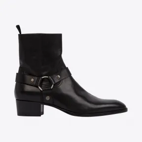 伊夫圣罗兰/Yves Saint laurent 经典 wyatt 黑色真皮机车靴 6342251YL001000