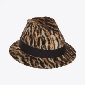 伊夫圣罗兰/Yves Saint laurent 豹猫印花拉绒羊毛和羊驼毛毡爵士帽