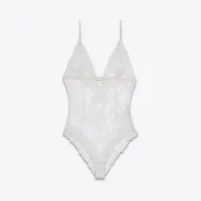 伊夫圣罗兰/Yves Saint laurent 蕨类植物图案蕾丝深v领连身衣 647962Y418T9583