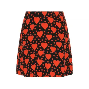 伊夫圣罗兰/Yves Saint laurent 黑色 红色 通体心形圆点图案迷你半身裙 647997Y3C911008