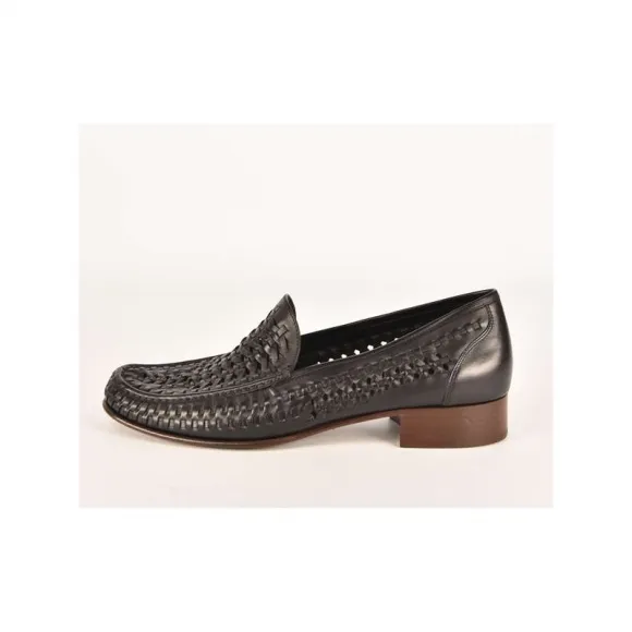 伊夫圣罗兰/Yves Saint laurent 黑色 SWANN 编织皮革乐福鞋 6490282O2001000