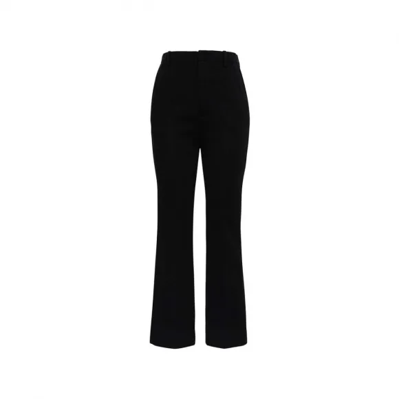伊夫圣罗兰/Yves Saint laurent 黑色 半喇叭羊毛九分裤 659796Y288V1000
