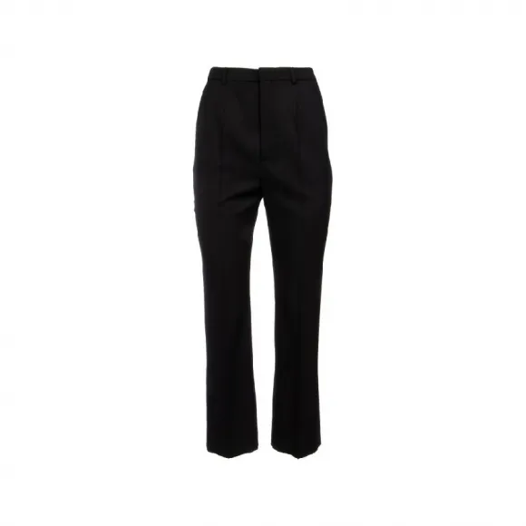 伊夫圣罗兰/Yves Saint laurent 黑色 高腰羊毛九分裤 659805Y512W1000