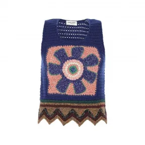 伊夫圣罗兰/Yves Saint laurent 蓝色 钩针羊毛针织 660866Y75BG4202