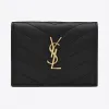 伊夫圣罗兰/Yves Saint laurent monogram黑色纹理绗缝真皮卡包 668290BOWA11000