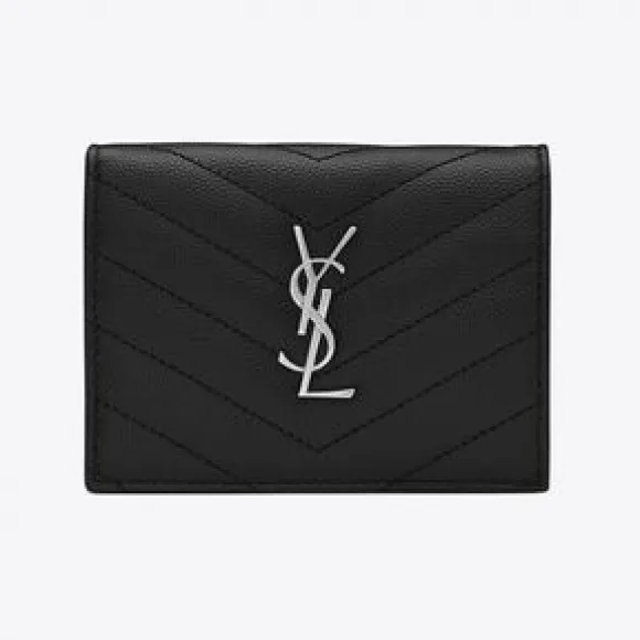 伊夫圣罗兰/Yves Saint laurent cassandre saint laurent 马特拉塞凸纹粒纹压花皮革翻盖名片夹 668290BOWA21000
