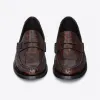 伊夫圣罗兰/Yves Saint laurent le loafer字母标志龟甲纹漆皮便士乐福鞋 670231AAARV2094
