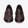 伊夫圣罗兰/Yves Saint laurent le loafer字母标志龟甲纹漆皮便士乐福鞋 670232AAARV2094