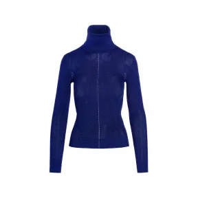 伊夫圣罗兰/Yves Saint laurent 蓝色 通体卢勒克斯粘胶高领针织衫 670517Y75GK4004