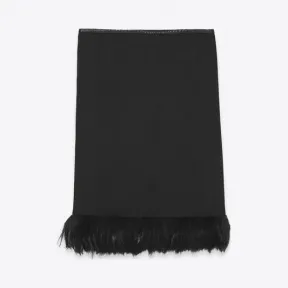 伊夫圣罗兰/Yves Saint laurent 平纹绉纱和羽毛长款半身裙 683891Y115W1000