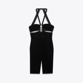 伊夫圣罗兰/Yves Saint laurent 绒面百慕大短款连身衣 685315Y525R1000