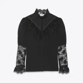 伊夫圣罗兰/Yves Saint laurent 维多利亚风格水洗棉质薄纱褶边短衫 691964Y3E071000