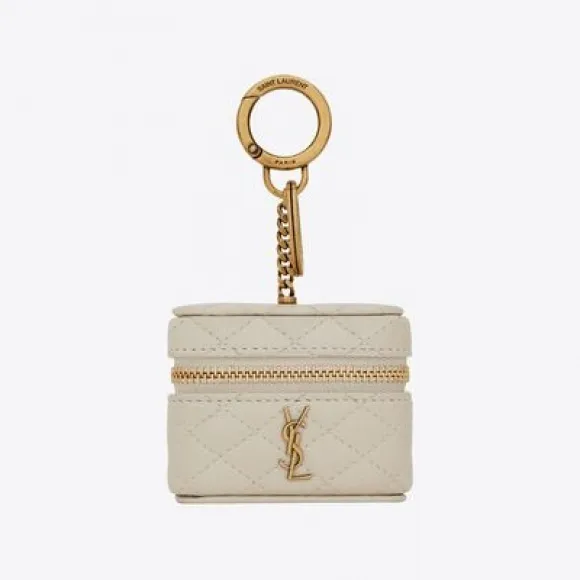 伊夫圣罗兰/Yves Saint laurent gaby绗缝羊皮革耳机盒,适用于airpods 696582AAAJU9207