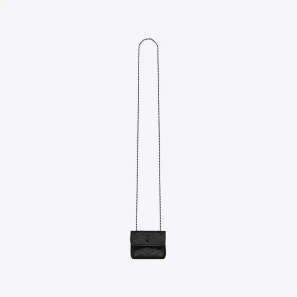 伊夫圣罗兰/Yves Saint laurent niki 耳机盒褶皱复古皮革微型收纳袋 ，适用于airpods 7108440EN041000
