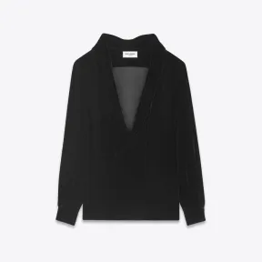 伊夫圣罗兰/Yves Saint laurent 绒面青果领短衫 714042Y144L1000