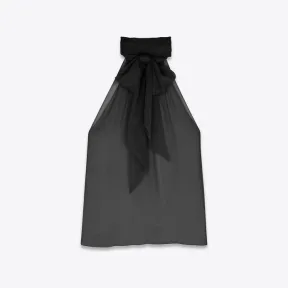 伊夫圣罗兰/Yves Saint laurent 平纹绉纱花结领短衫 714564Y115W1000