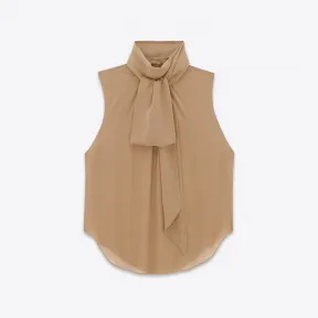 伊夫圣罗兰/Yves Saint laurent 桑蚕丝乔其纱花结领短衫 730813Y059R2230