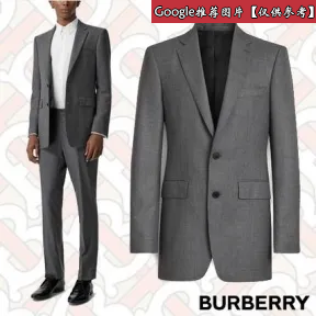 博百利/Burberry 男士 经典剪裁鲨鱼纹羊毛西装 (中调麻灰) - 男士  80013491