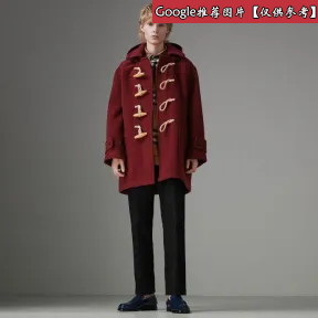 博百利/Burberry  「Gosha x Burberry」系列宽松牛角扣大衣 (深红色)  80025491