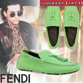 芬迪/Fendi 男士 绿色皮革驾车鞋 7D1248QK9F0Q9V