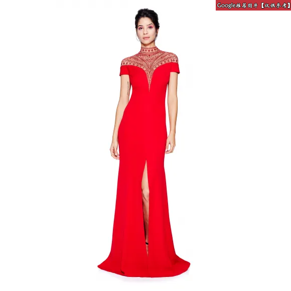  部落绣花打条针织修身长裙 AUB16501LH-RDRCK