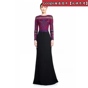  部落图案刺绣长袖礼服 AUD16467LH-RR-MU