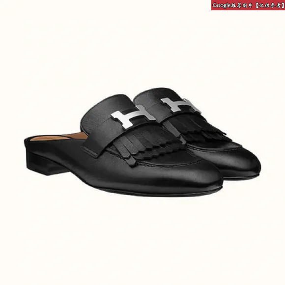 爱马仕/Hermes 灰色 Rivoli穆勒鞋 H181066Z_V7360