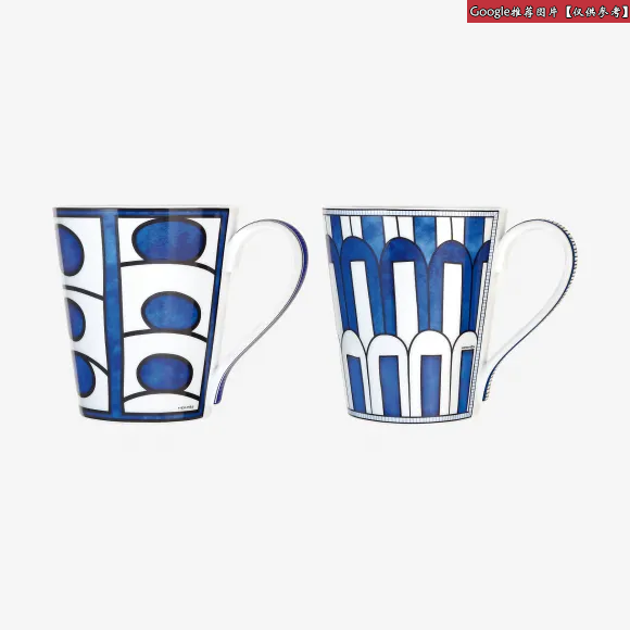 爱马仕/Hermes 灰色 “异域之蓝”马克杯2件套 P030438P