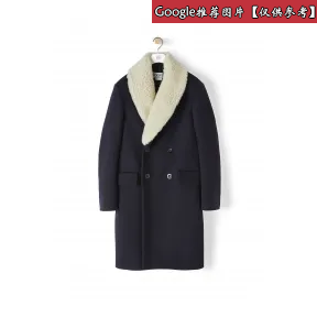 罗意威/Loewe Shearling Collar Coat海军蓝 H2291150DF