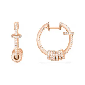 APM Pink Silver Hoop Earrings With Sliding Rings RE9753OX