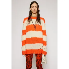 阿克尼/Acne 女士 做旧条纹毛衣 灰白色/珊瑚色 A60209-CHH