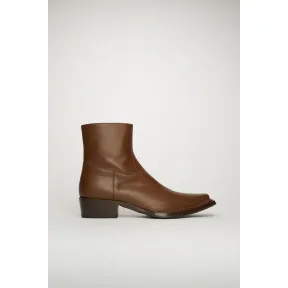 阿克尼/Acne 男士 方跟皮革靴子 深棕色 BD0079-ADM