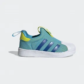 阿迪达斯/Adidas ORIGINALS 青蓝/学院蓝/浅绿/白 男童|女童 SUPERSTAR 360 I 经典运动学步软底鞋 FW1086