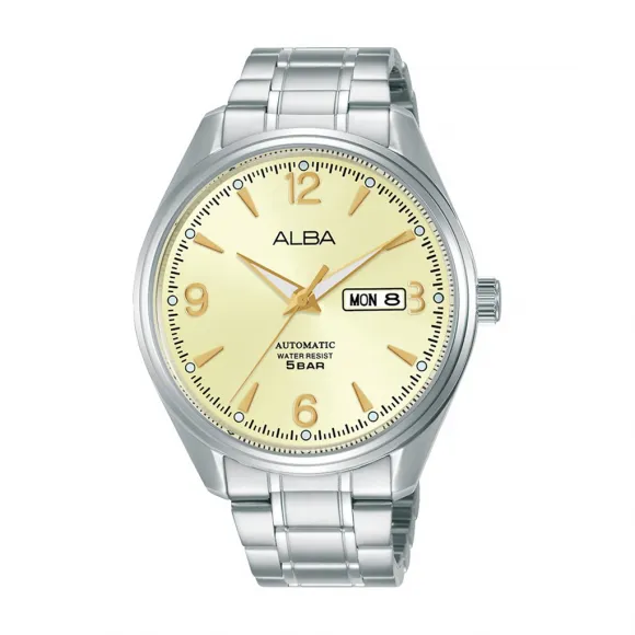雅柏/Alba 42MM 不锈钢表壳和螺丝透视表背 自动机械机芯 男表 AL4155X1