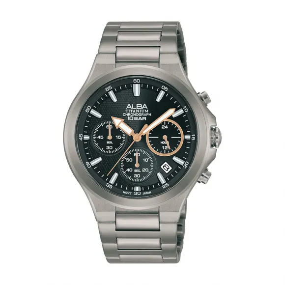 雅柏/Alba 40MM 钛金属表壳 男表 AT3G65X1