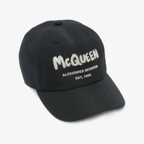 亚历山大麦昆/Alexander McQueen 黑色/象牙色 男士 棒球帽 6632734404Q1078 
