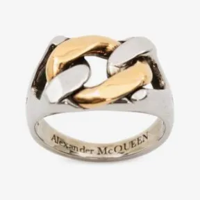 亚历山大麦昆/Alexander McQueen 黄金白银 男士 戒指 663692IAG2Z1496 