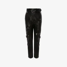 亚历山大麦昆/Alexander McQueen 黑色 女士 机车裤 710361Q5AJO1000 