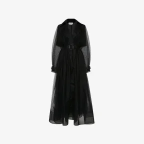 亚历山大麦昆/Alexander McQueen 女式黑色 Exploded 褶皱风衣 747213QEACR1000 