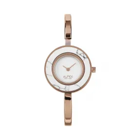 爱华时/Alfex 玫瑰金抛光白绿松石 石英机芯 5772-2095