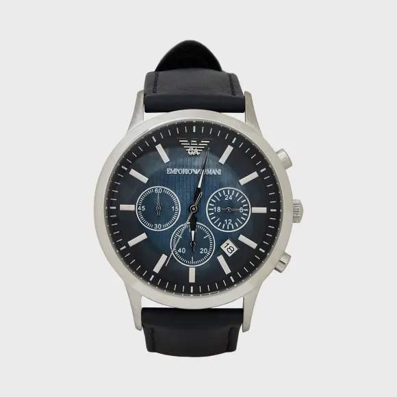 安普里奥·阿玛尼/Emporio Armani 计时码表 配有钢制表壳，渐变色表盘和皮革表带 | 男 50220450gs