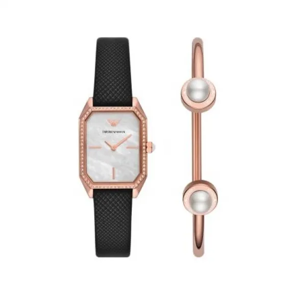 Emporio Armani 24 mm 不锈钢 石英机芯 女士 腕表 AR80068SET